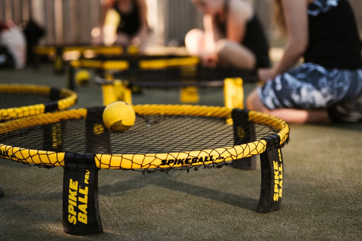 Spikeball net and ball set up for play