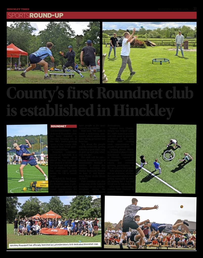 The Hinckley Times feature about Hinckley Roundnet Club